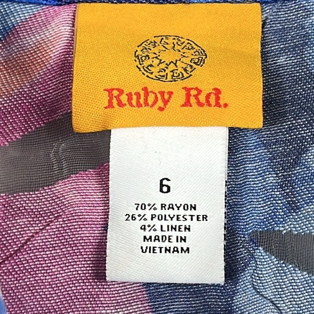 Ruby Rd Collared Sheer 3/4 Sleeve‎ Blouse Button Up Womens Size 6 - Picture 3 of 7